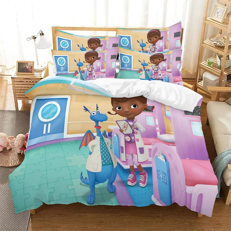 3D Printing Case - เพลง Doc McStuffins 3D พิมพ์ผ้านวมปลอกหมอนชุดเครื่องนอน Twin