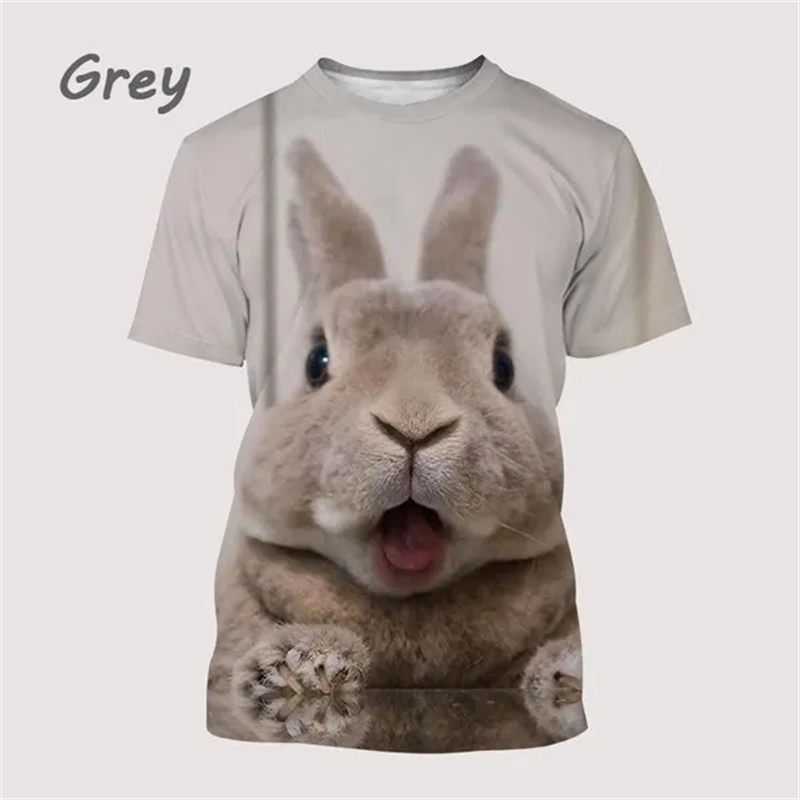 3D Printing Rabbit - เสื้อยืดลายการ์ตูนสัตว์พิมพ์รูปกระต่ายน่ารัก3D ใหม่สำหรับผู้ชายเสื้อผ้าแนวสตรีทแฟชั่นสำหรับผู้หญิงเสื้อยืดตลกๆแขนสั้นสำหรับเด็ก
