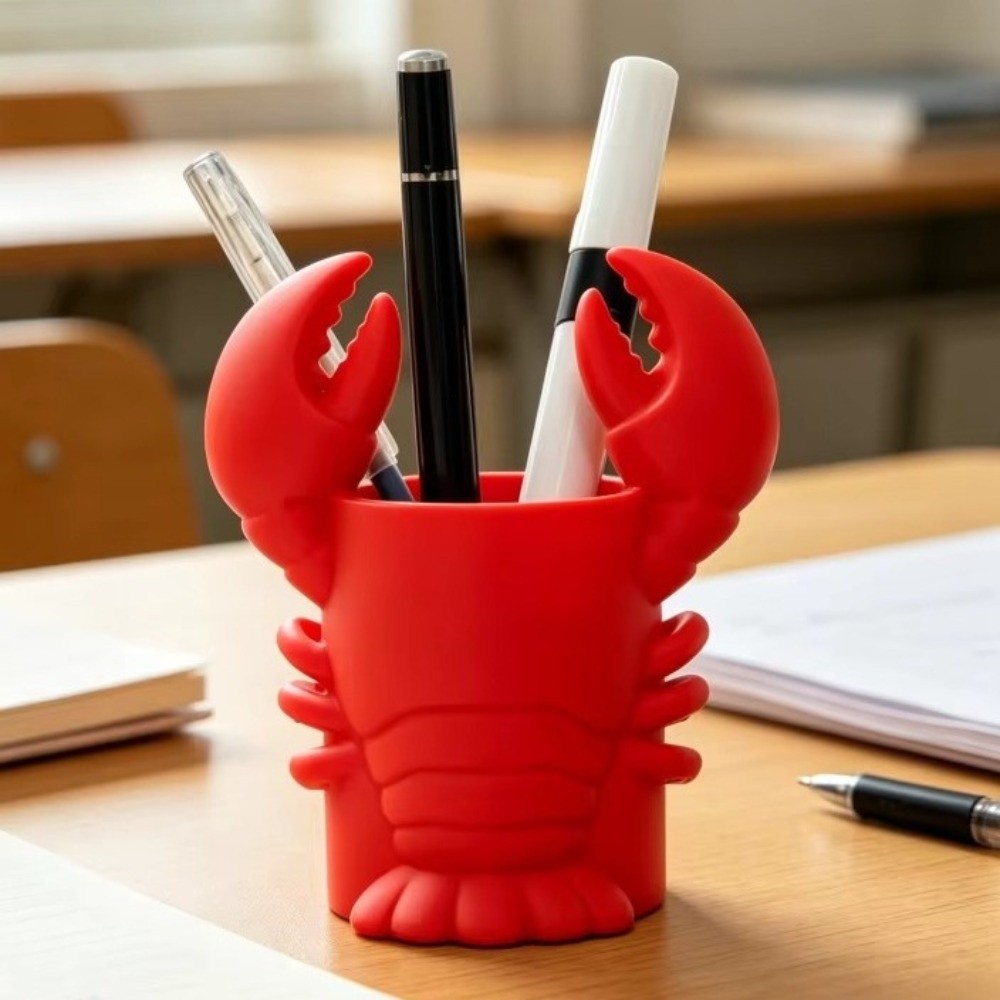 3D Printing Cafe - ที่ใส่ดินสอรูปกุ้งล็อบสเตอร์ พิมพ์ 3 มิติ รูปทรงสัตว์ ของตกแต่งโต๊ะทำงาน
