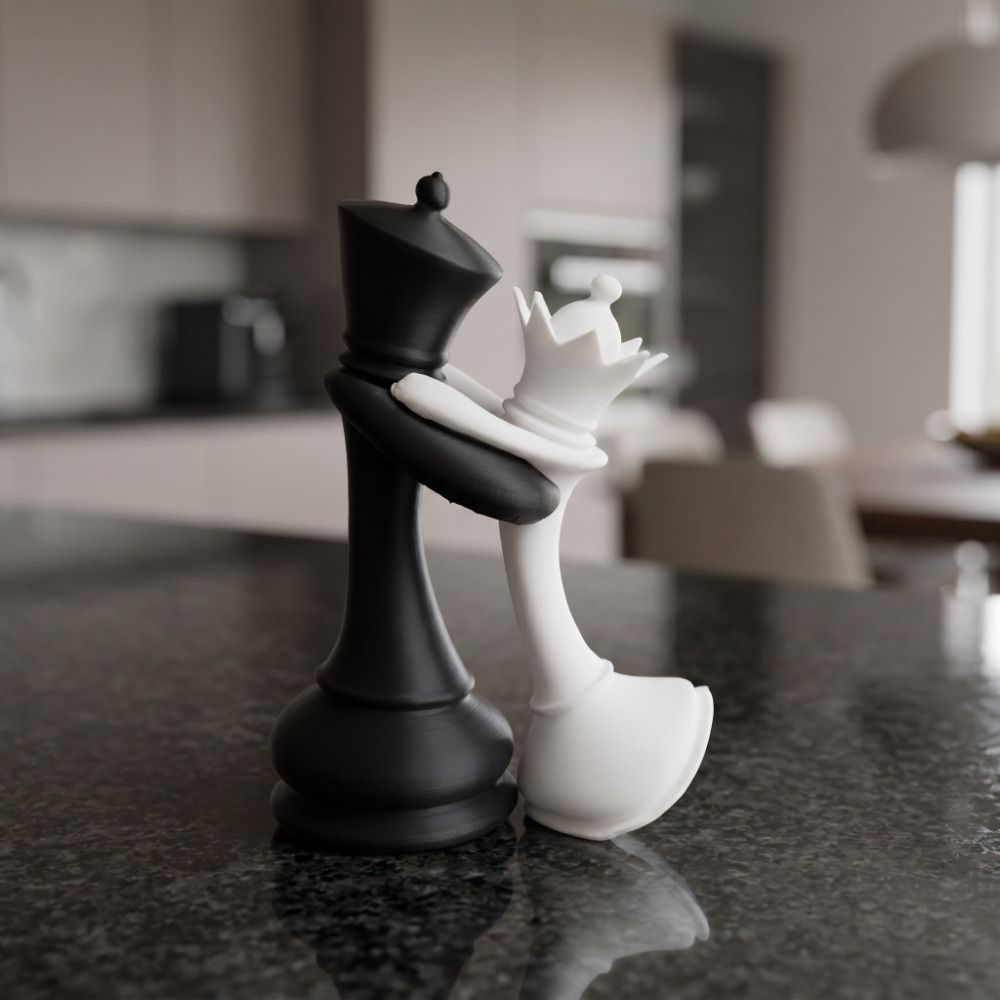 3D Printing Chess - รูปปั้นหมากรุกพิมพ์ 3 มิติสุดสร้างสรรค์ ของตกแต่งบ้าน ของขวัญคู่รัก รูปปั้นกษัตริย์และราชินี