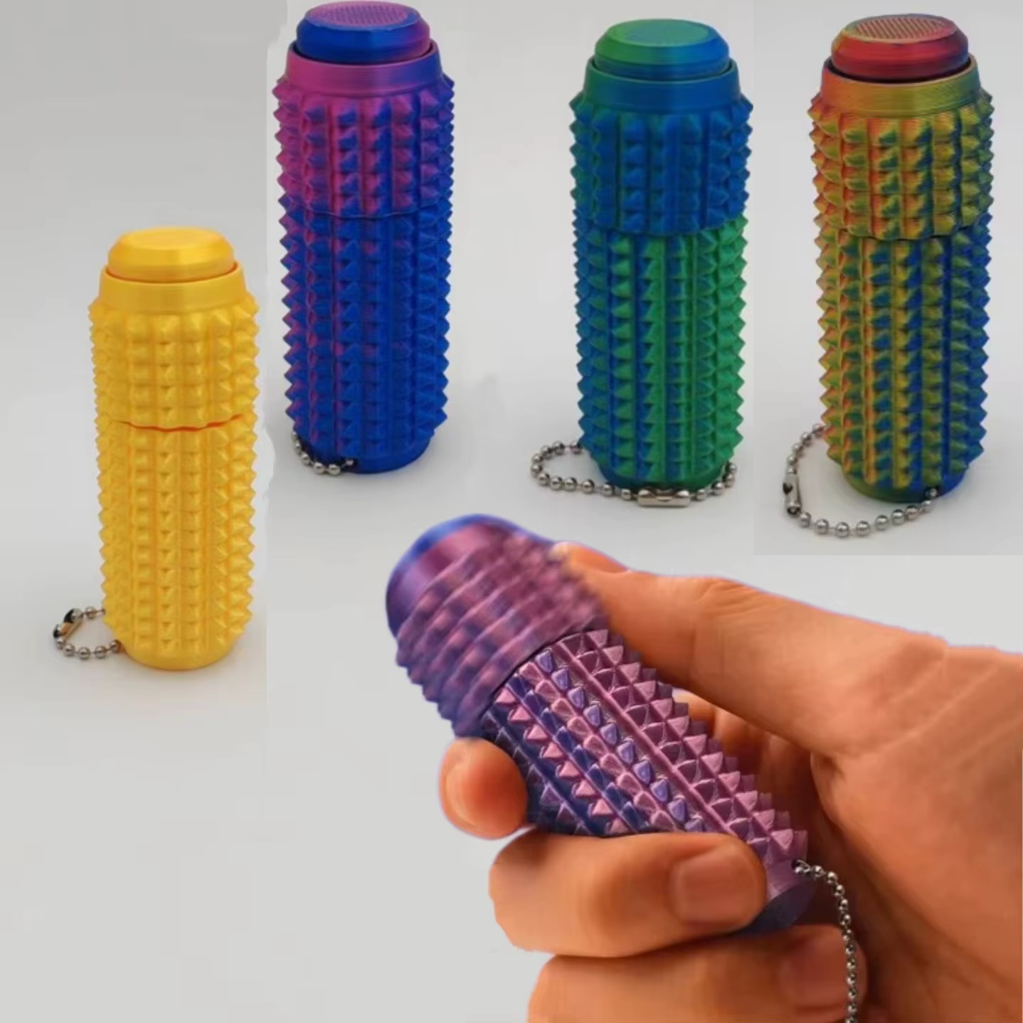 3D Printing Keychain - ของเล่นคลิกปุ่ม 3 มิติ รูปทรงหนาม ตลกๆ แบบพิมพ์