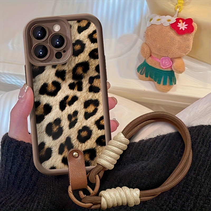 3D Printing Iphone - เคสโทรศัพท์แบบสายคล้องลายเสือดาวสีน้ำตาล สำหรับ iPhone 17 16 15