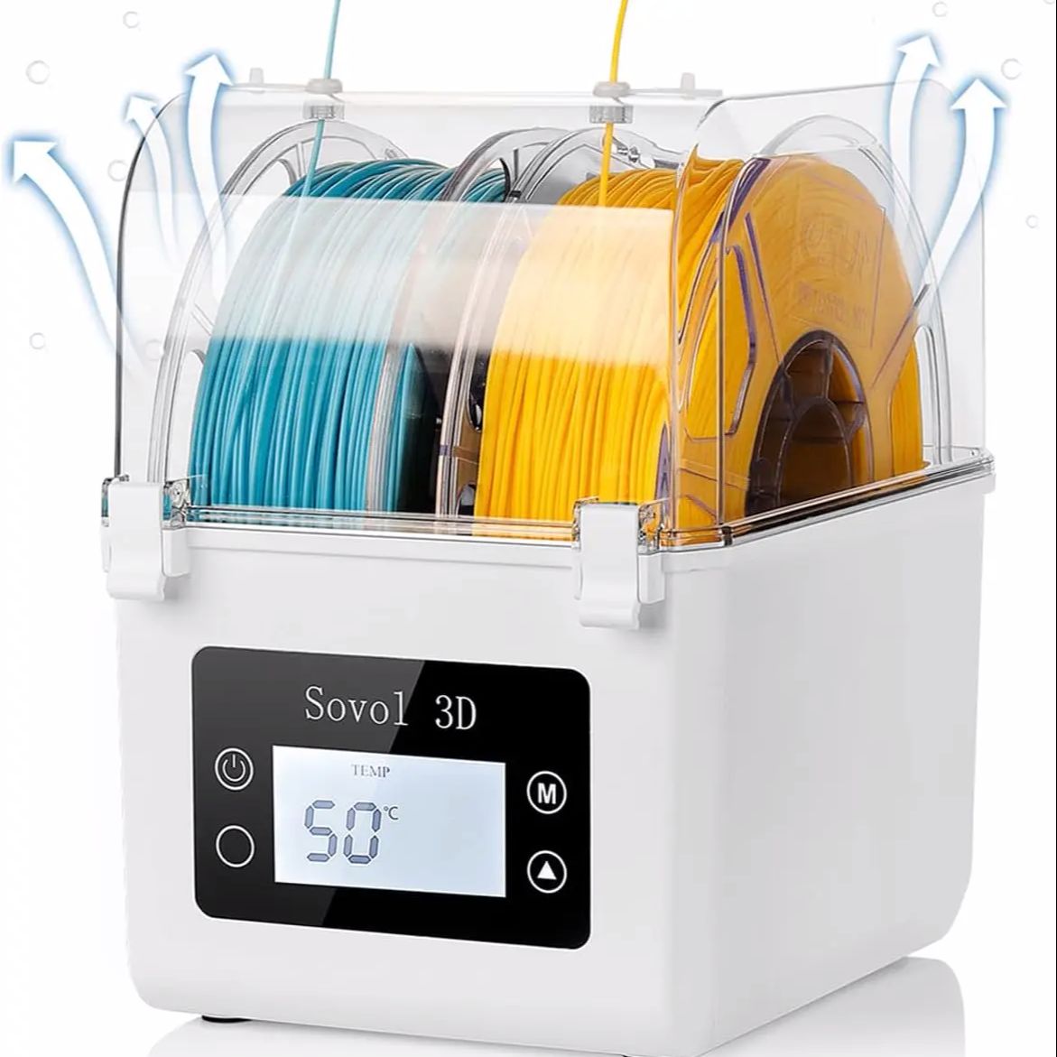 3D Printing Deck Box - Sovol เครื่องเป่าเส้นใย2023, SH01เส้นใย3D ที่ยึดแกนม้วนสายเครื่องพิมพ์พร้อมพัดลมอัปเกรดกล่องแห้งสำหรับทำให้เส้นใยแห้ง