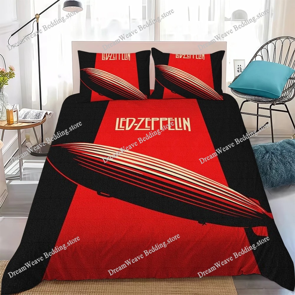 3D Printing Z Banding - ชุดผ้าคลุมเตียง Led Z-Zeppelins Band สไตล์โฮม ผ้าปูที่นอนเนื้อนุ่ม