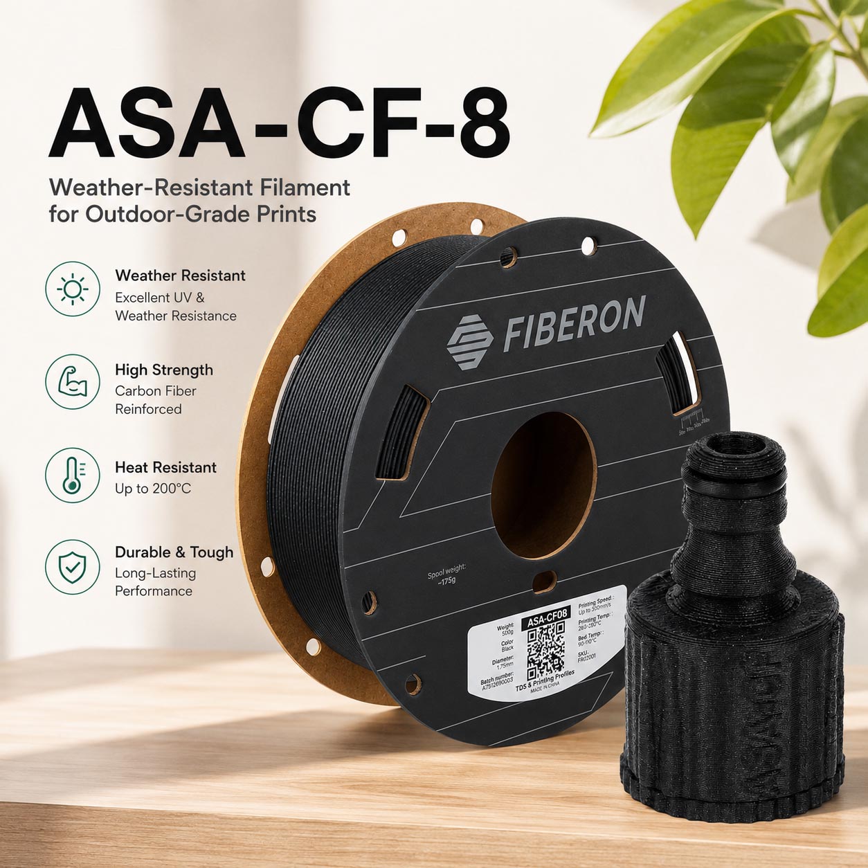 Asa Filament Outdoor - เส้นพลาสติกพิมพ์ 3 มิติ Polymaker ASA-CF8 คาร์บอนไฟเบอร์