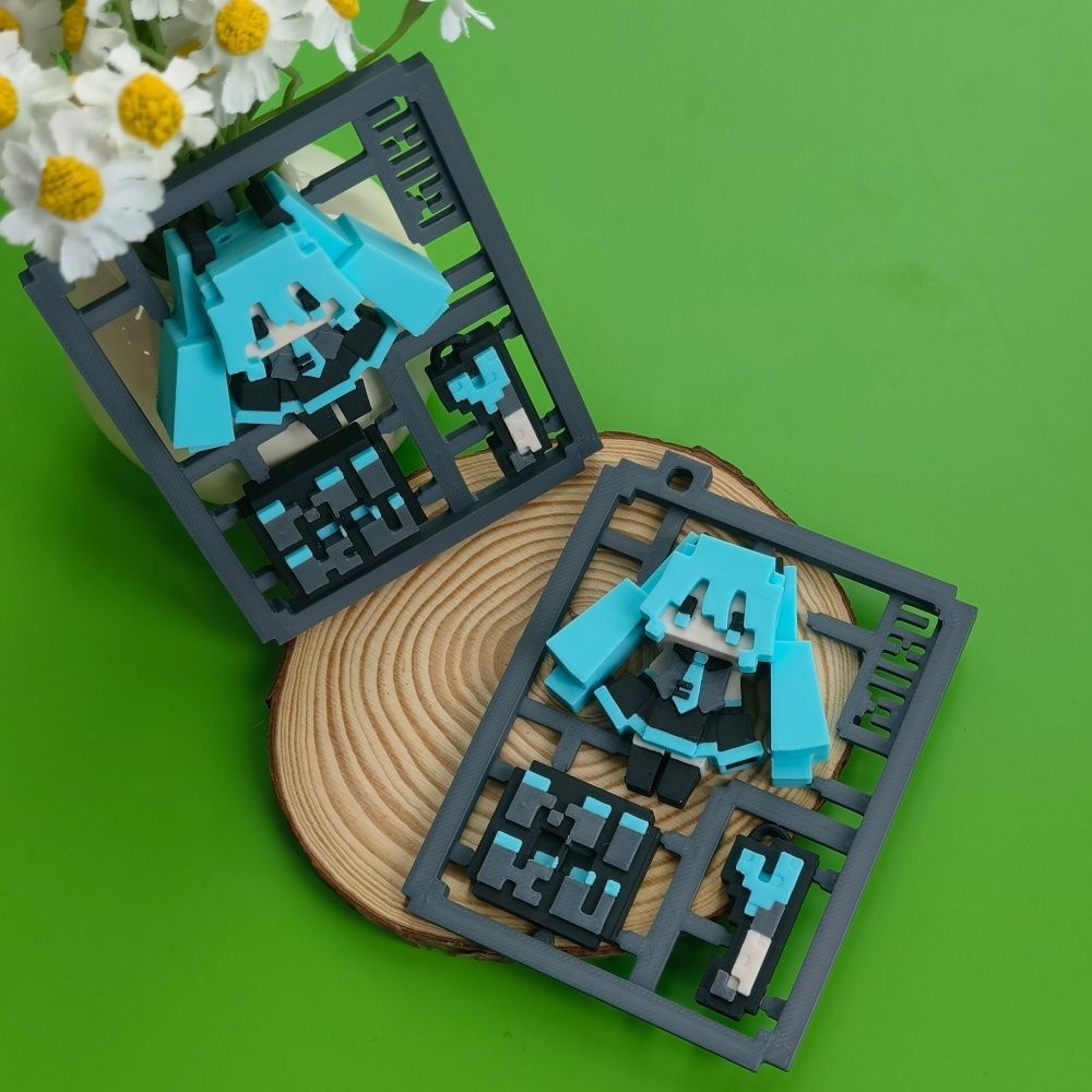 3D Printing Keychain - โมเดลฮัตสึเนะ มิคุ พิกเซลน่ารัก พิมพ์ 3 มิติ