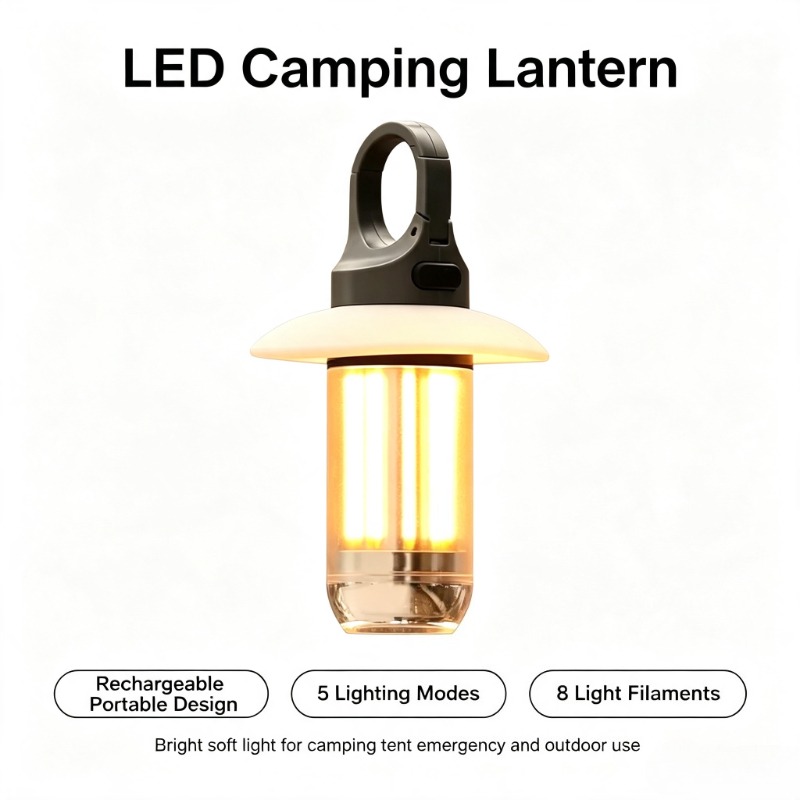 Asa Filament Outdoor - โคมไฟแคมป์ปิ้ง LED แบบชาร์จไฟได้ ไฟฉายพกพา ไฟทำงาน 5