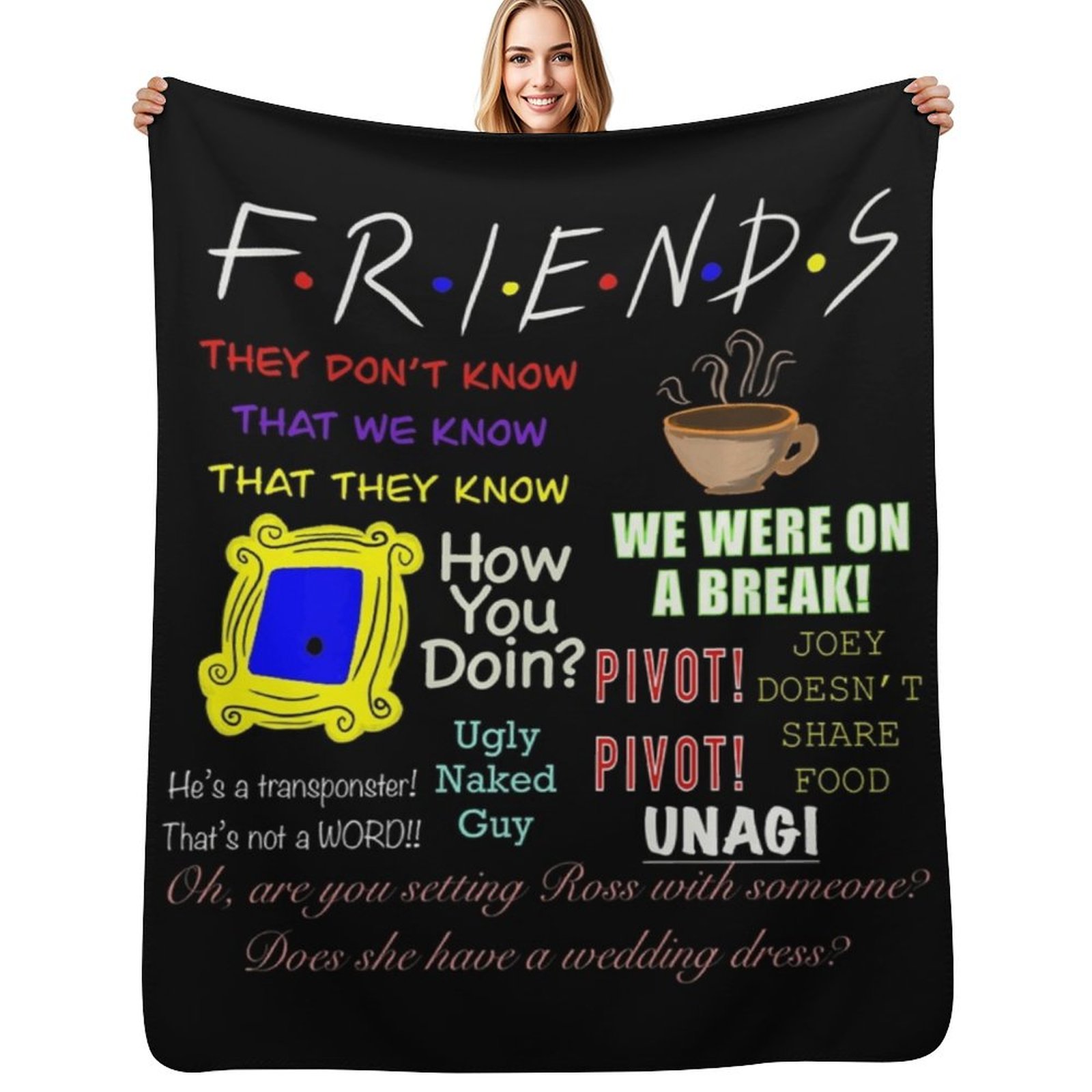 ผ้าห่มพรีเมียม Friends Quotes  - 3D Printing Quotes บทวิจารณ์และราคา