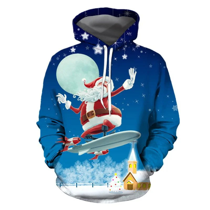 Santa Claus Cat Pattern Hoodie - 3D Printing Rabbit บทวิจารณ์และราคา