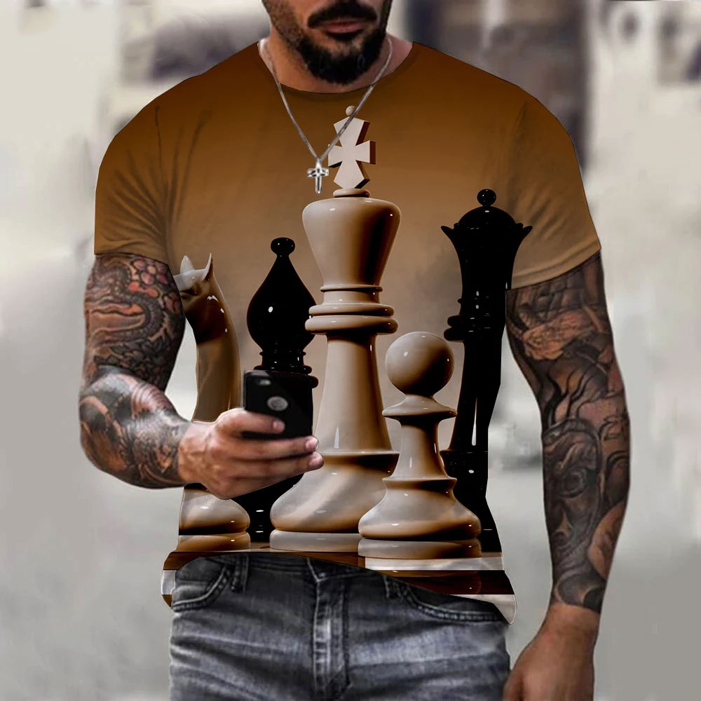 เสื้อยืดผู้ชายลายหมากรุก3D สนุ - 3D Printing Chess บทวิจารณ์และราคา