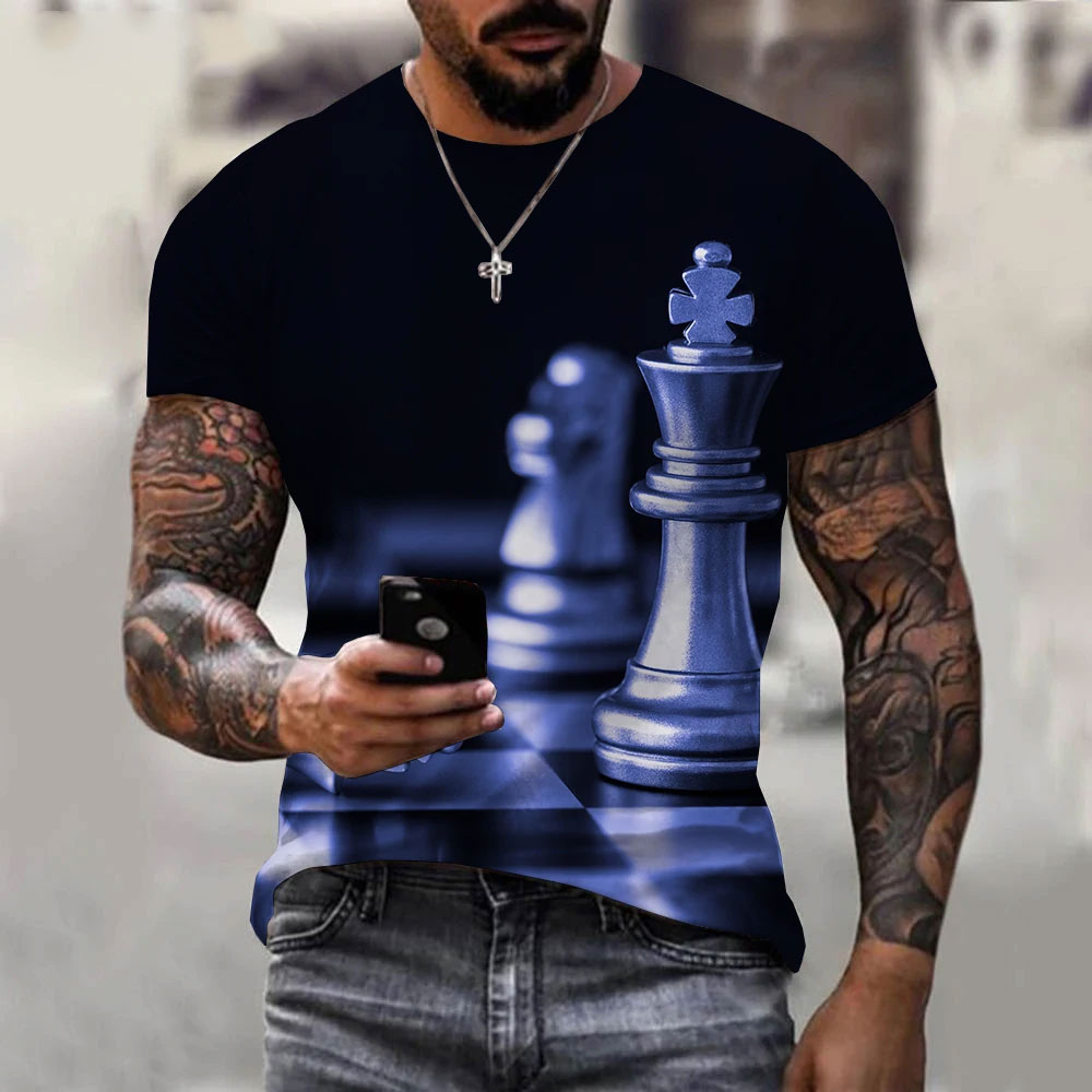เสื้อยืดผู้ชายลายหมากรุก3D สนุ - 3D Printing Chess บทวิจารณ์และราคา